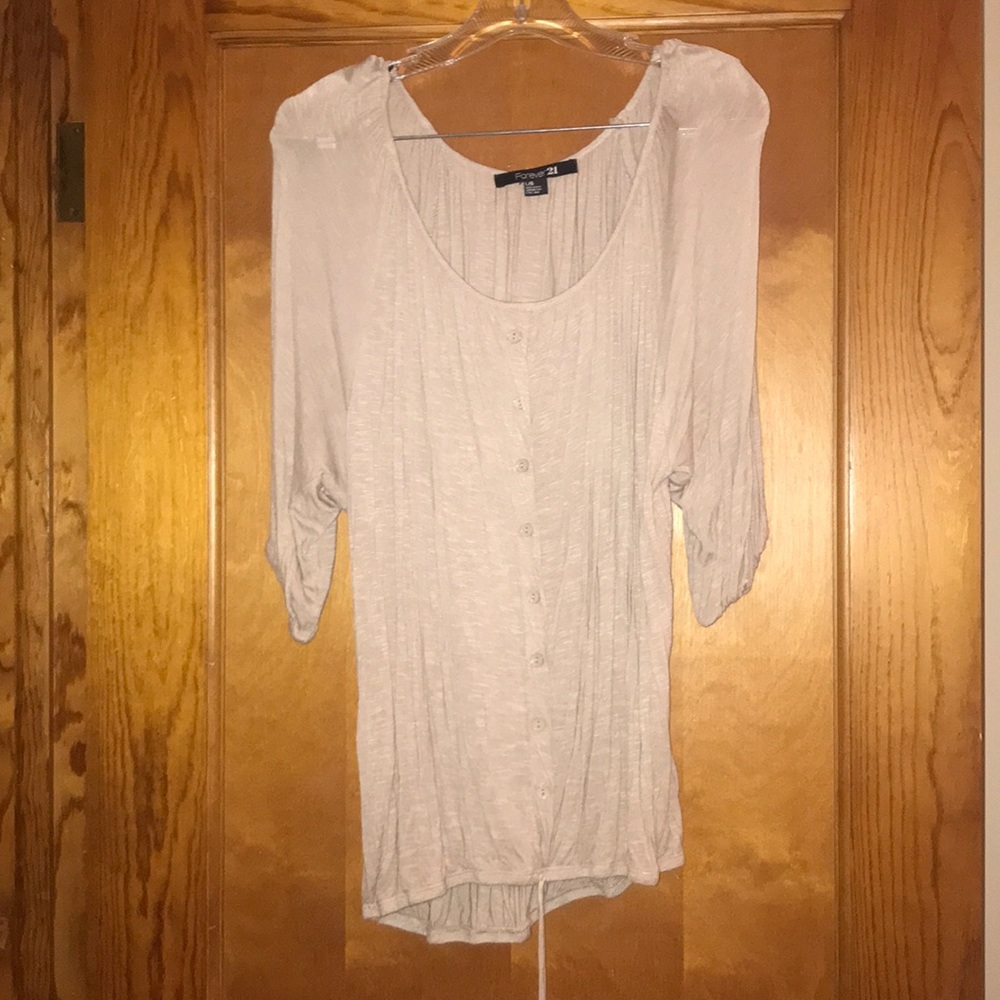 3/4 sleeve tan top. Forever 21.